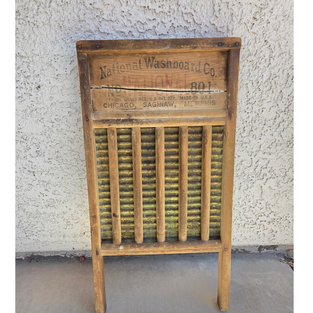 Vintage Wood National Washboard 801 Memphis Rusty Crusty Country Farmhouse